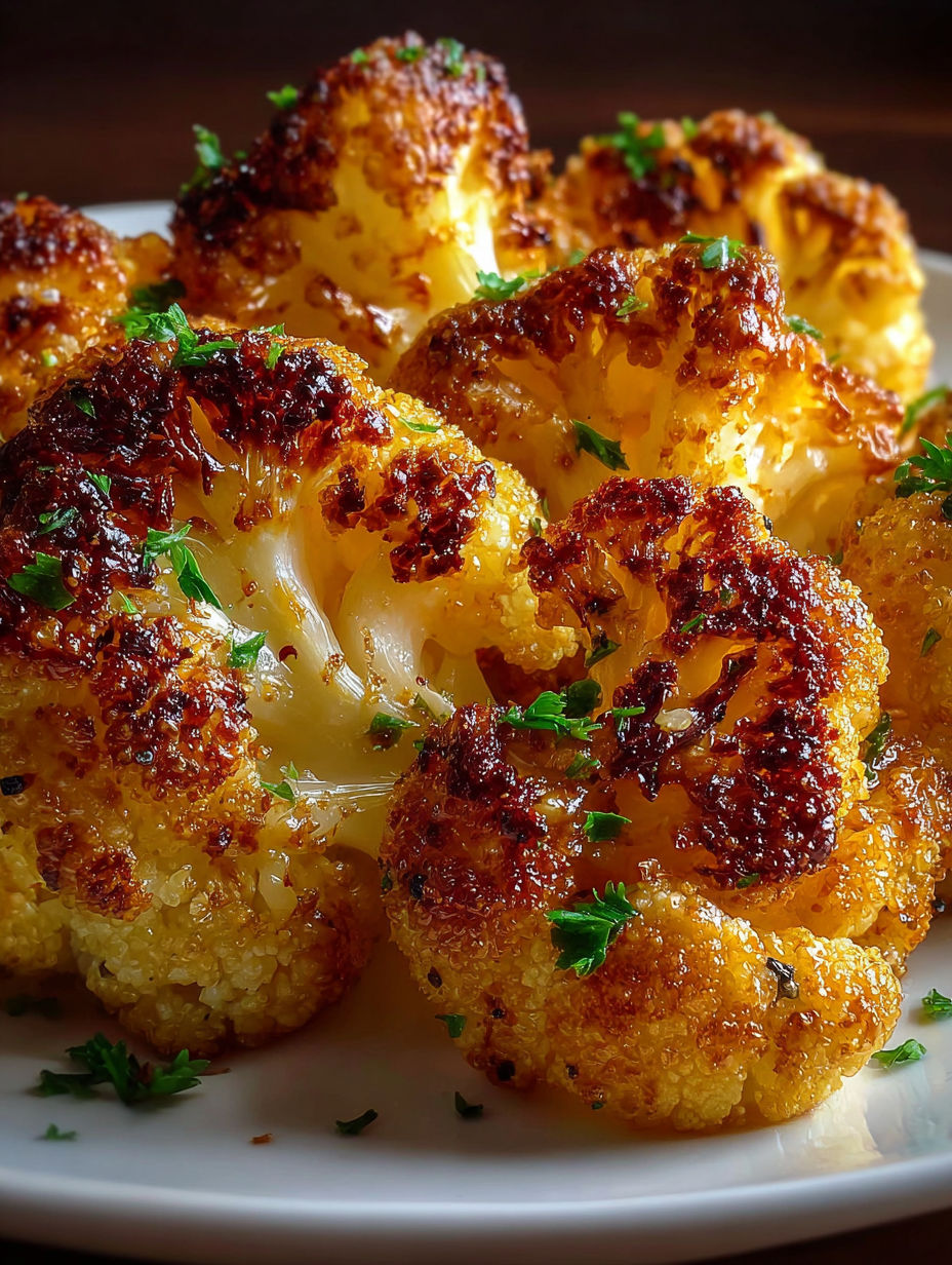 A plate of cooked cauliflower with herbs.