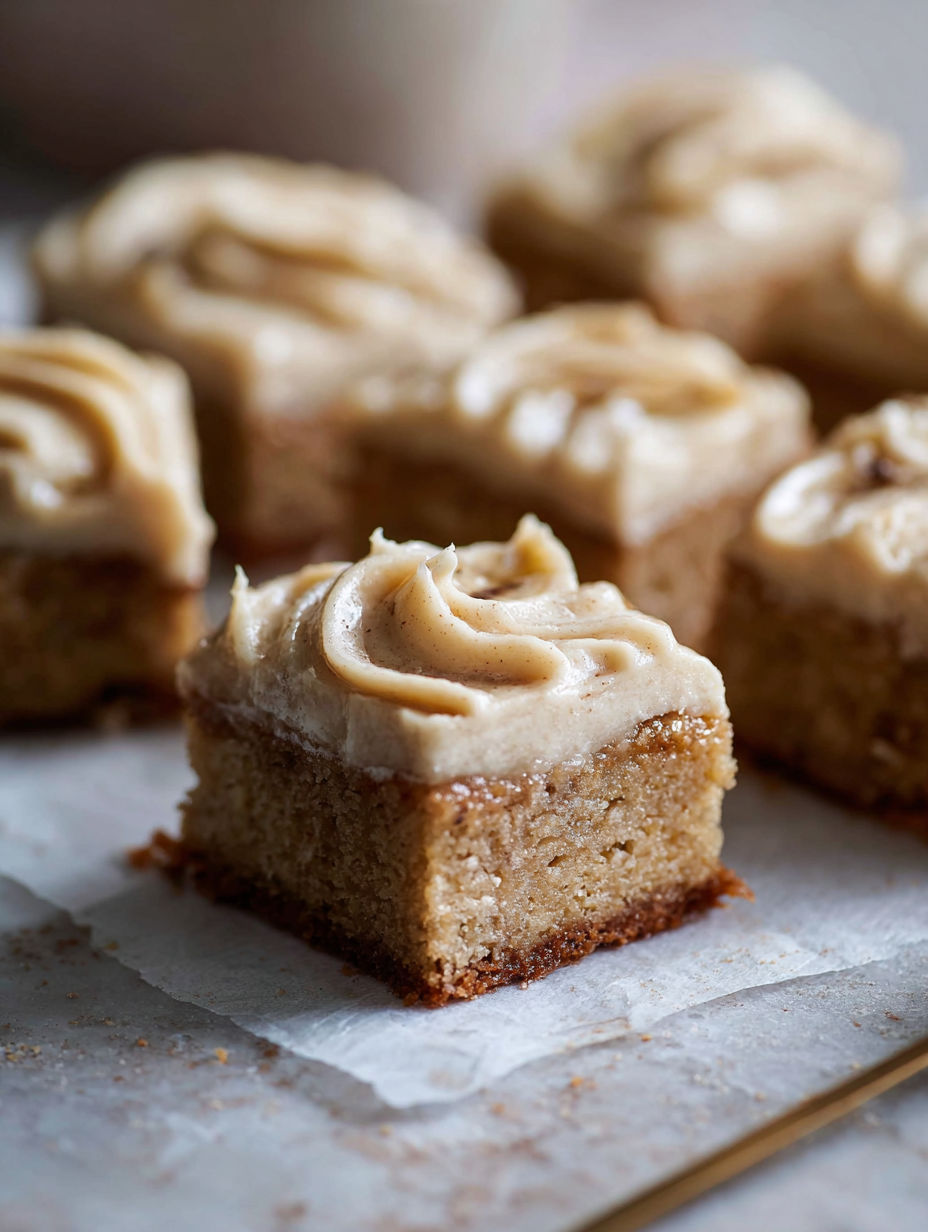 A plate of brown butter bars.