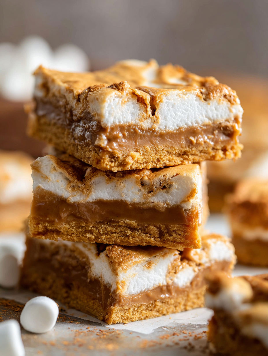 Fluffernutter bars stacked on top of each other.
