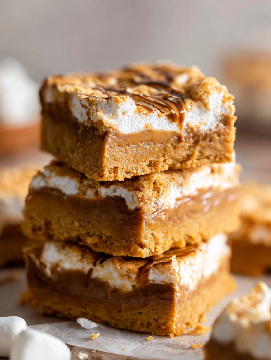 Fluffernutter bars stacked on top of each other.