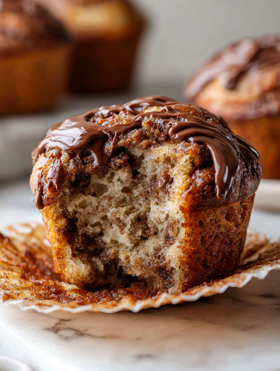 A slice of Nutella Banana Muffin.