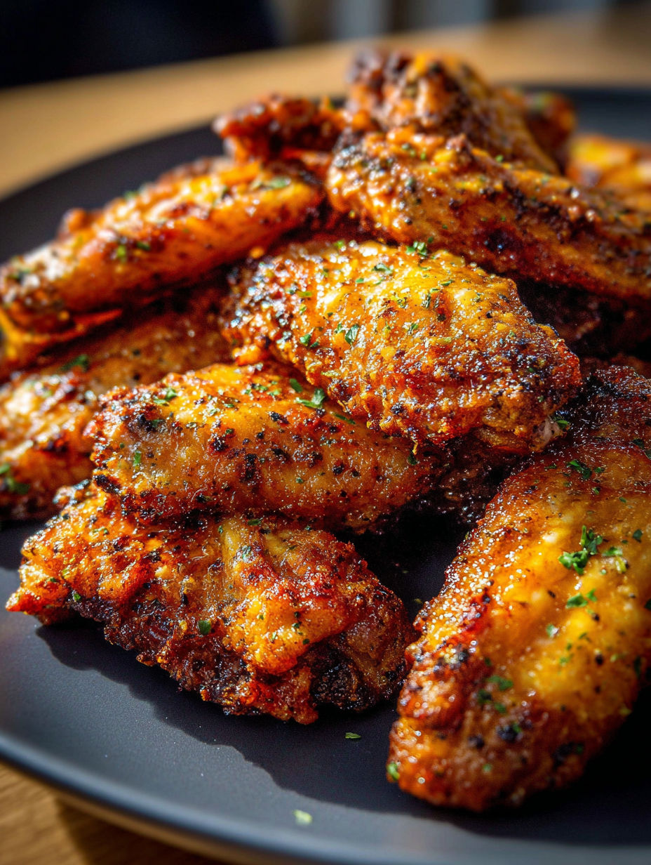 Crispy baked ranch chicken wings on a plate.