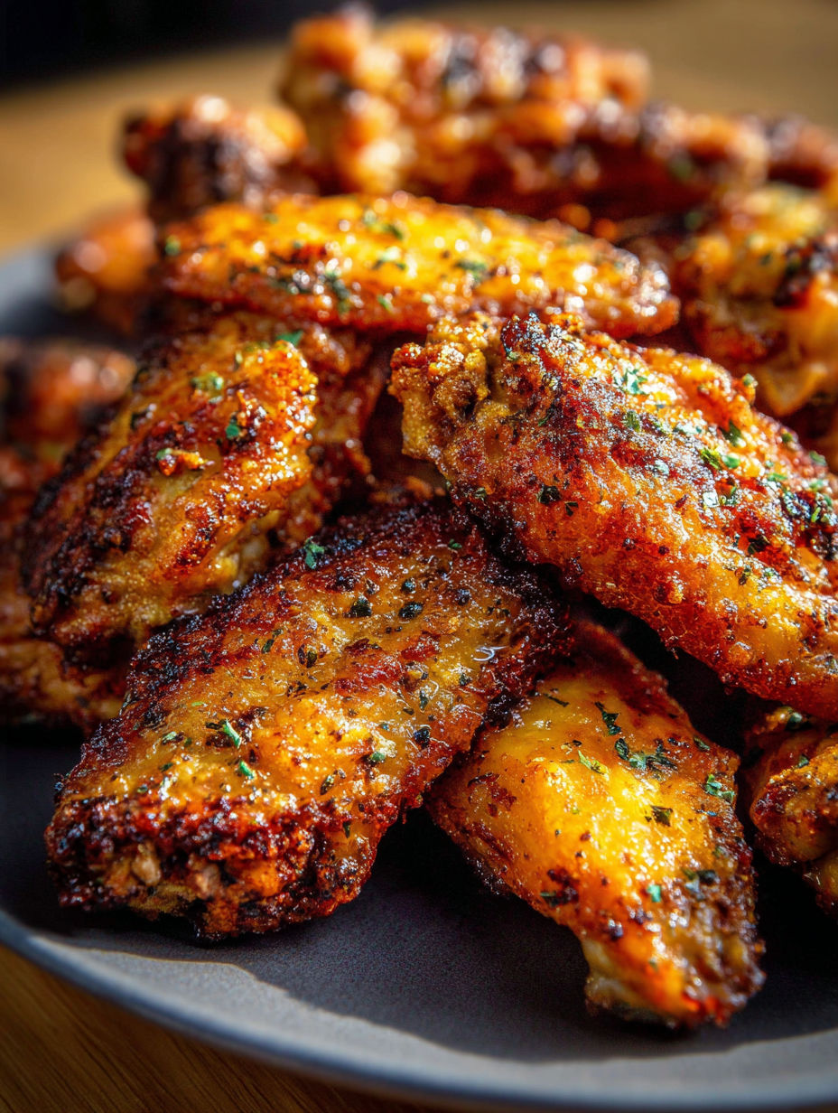 Crispy baked ranch chicken wings on a plate.