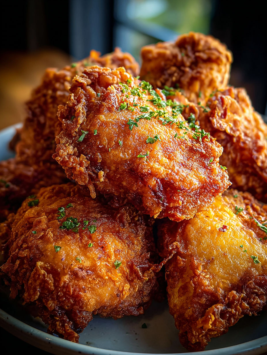 A plate of extra crispy Irish oven-fried chicken thighs.