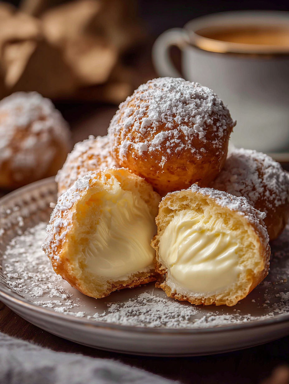 A plate of Italian cream bombs.