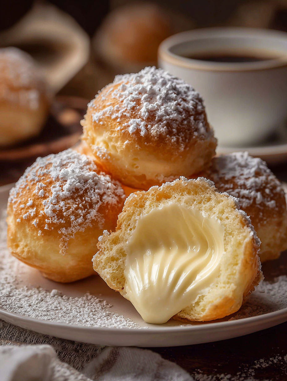A plate of Italian cream bombs.