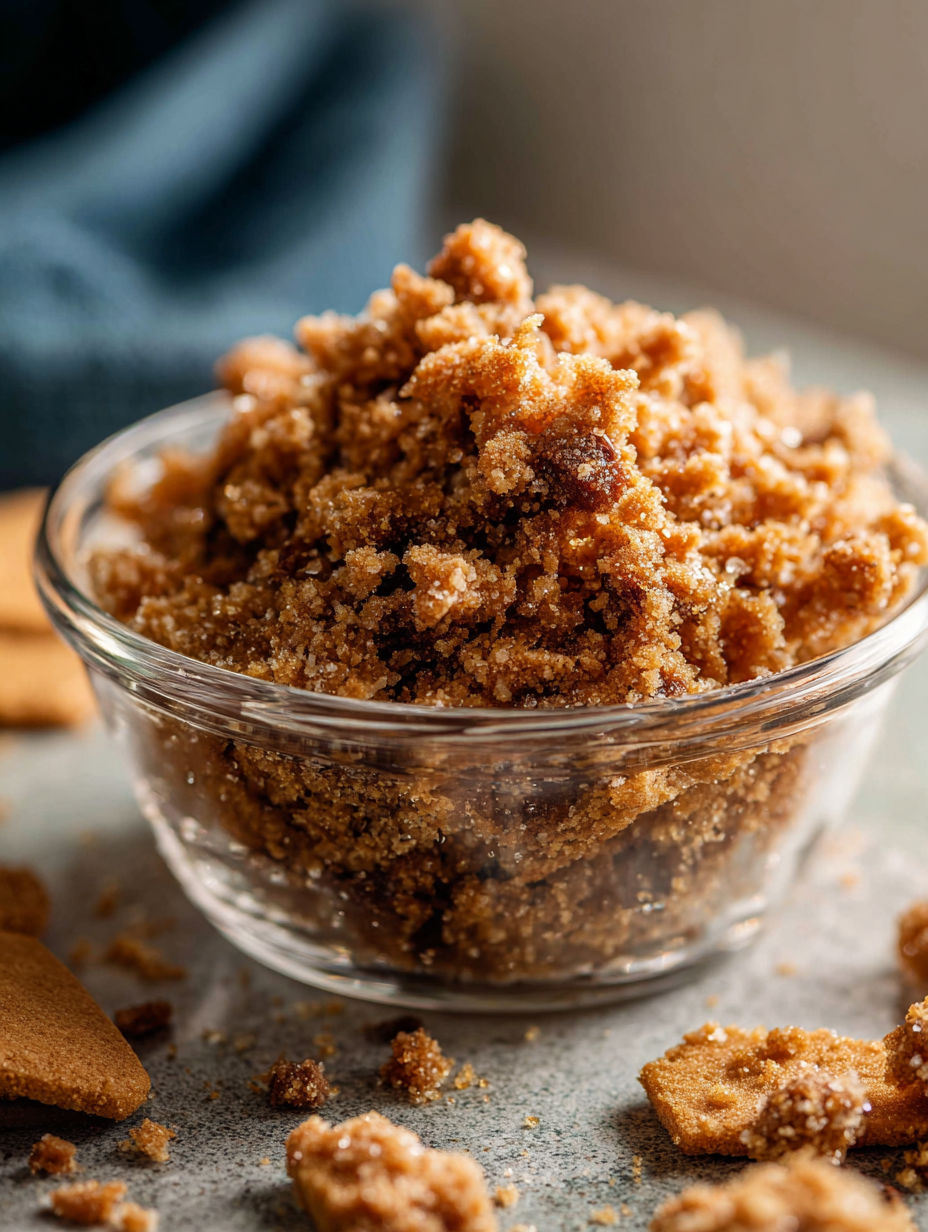 A bowl of crumbled graham crackers.