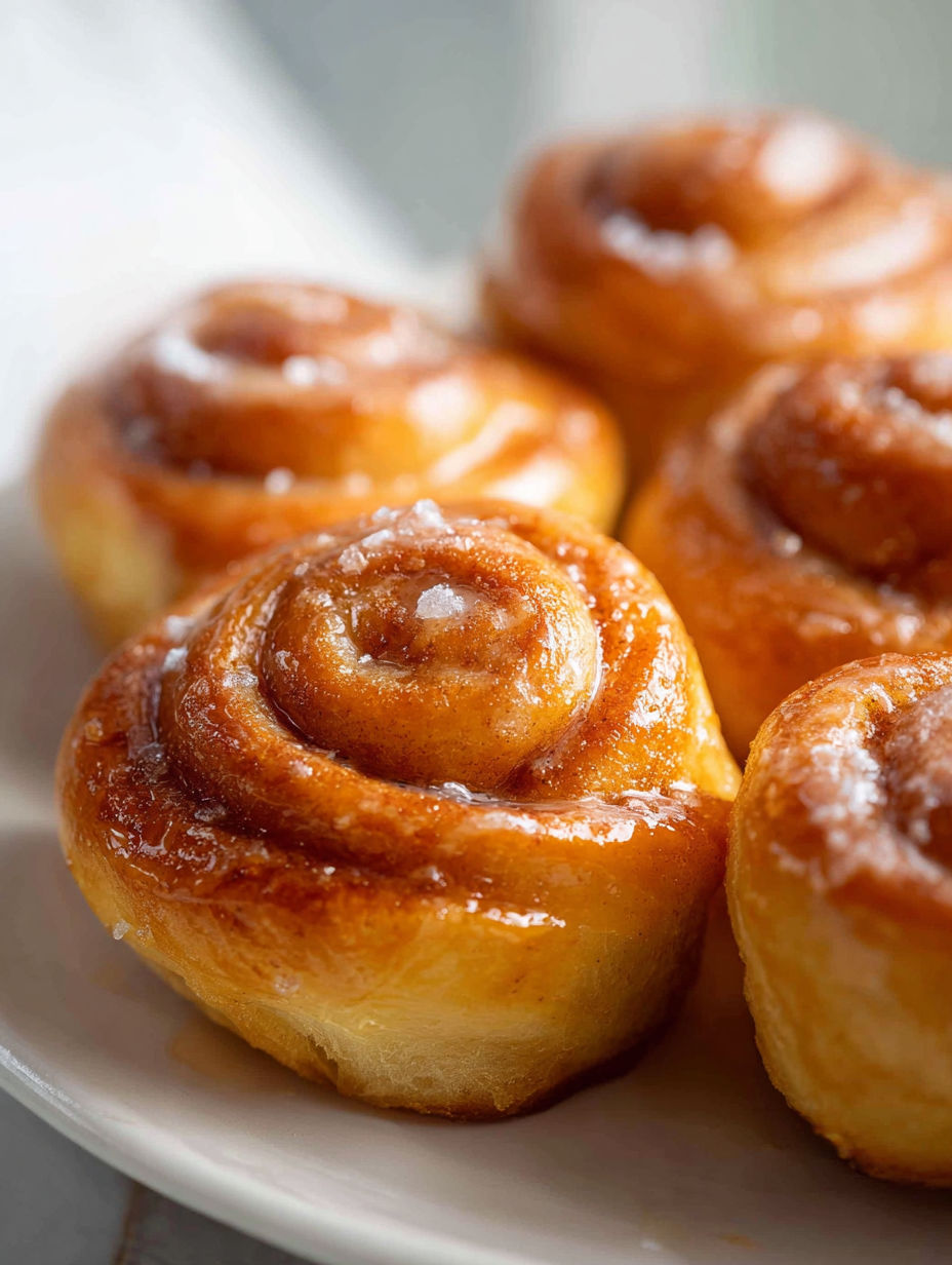 A plate of honey buns.