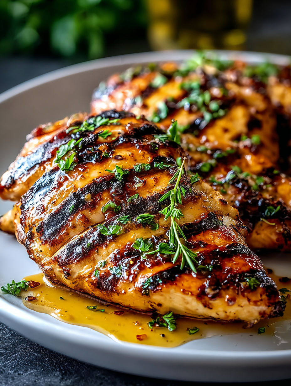 Grilled chicken with honey mustard sauce.
