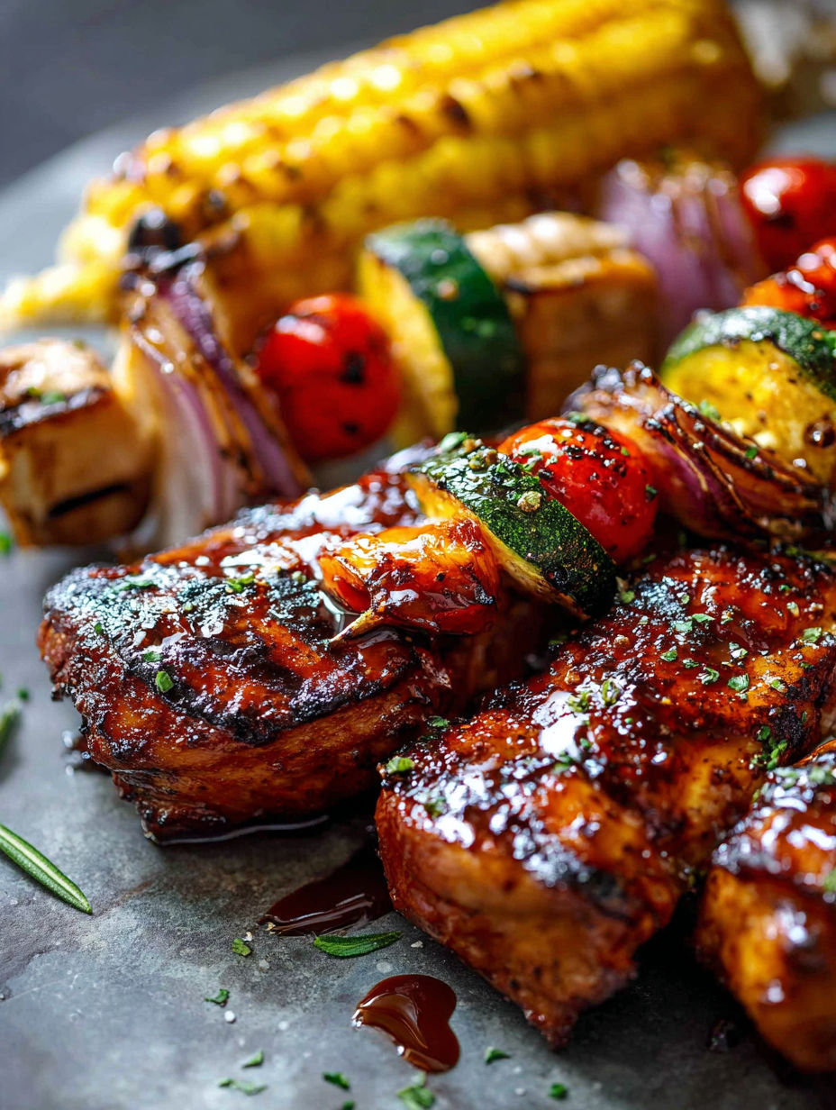 BBQ chicken with onions and peppers.