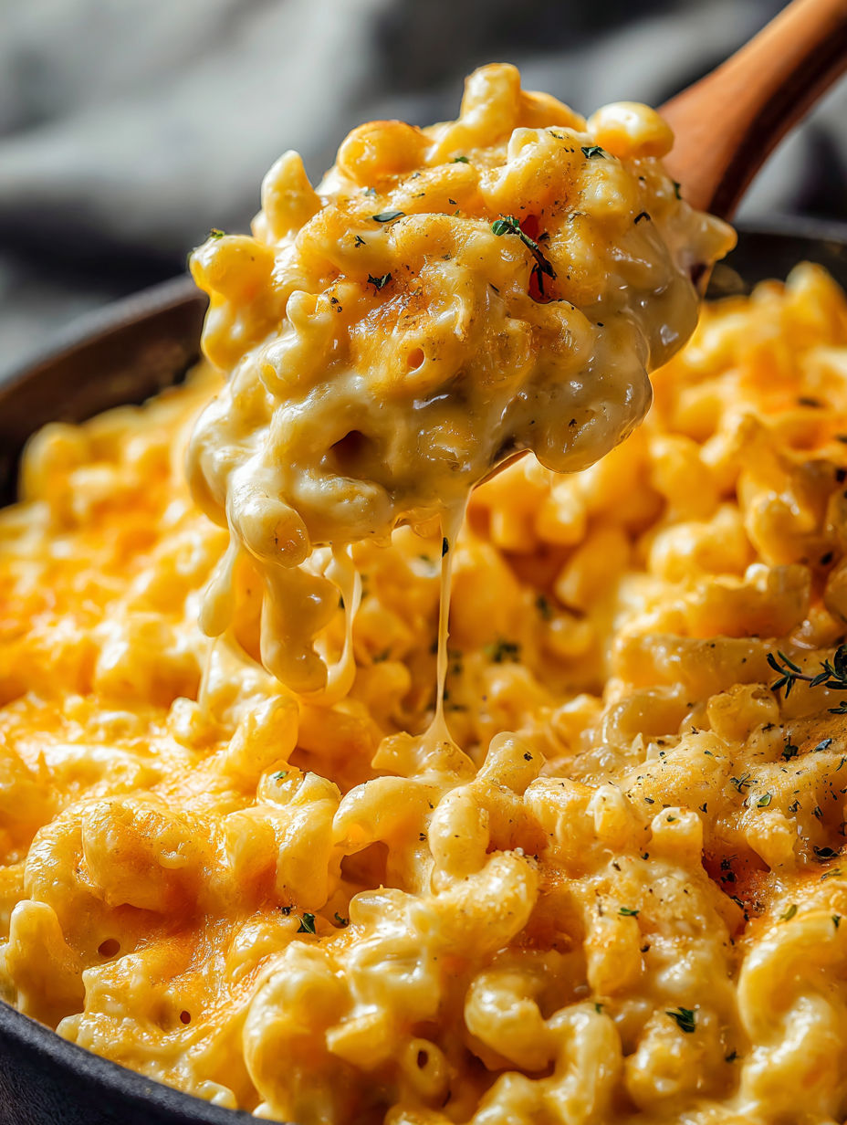 A spoonful of mac and cheese.