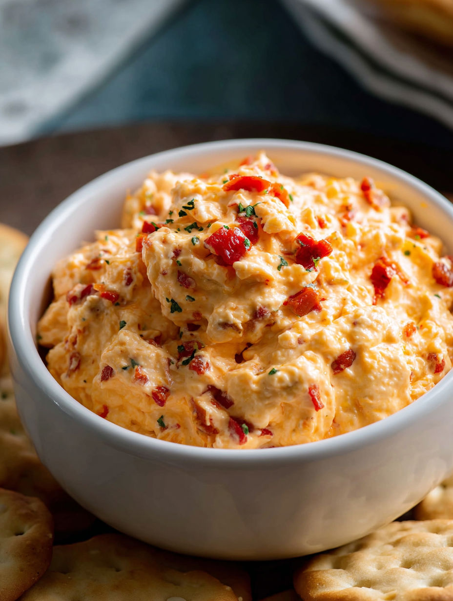 A bowl of pimento cheese.