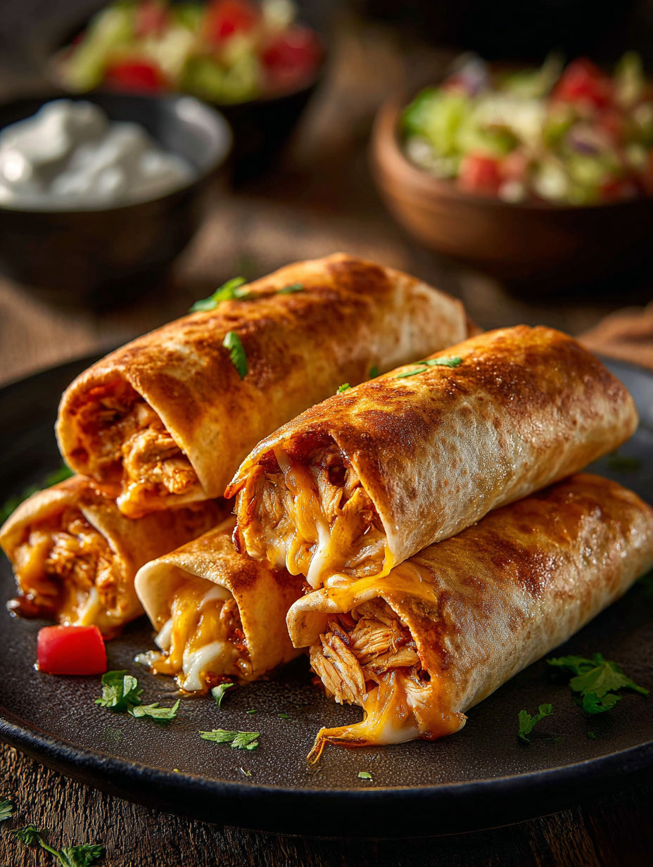 Two Chi-Chi's Baked Chicken Chimichangas on a plate.