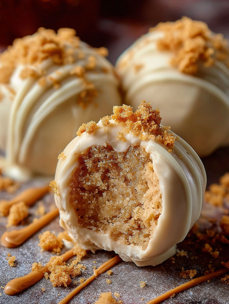 Cookie butter truffles with a dusting of powdered sugar.