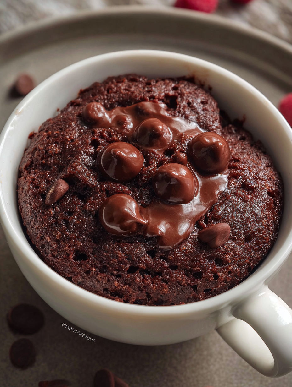 A cup of chocolate muffin with chocolate chips.
