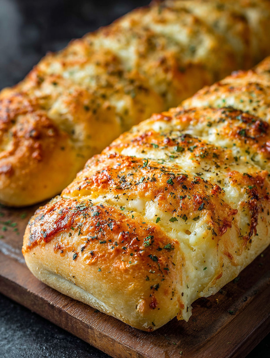 A slice of Italian herb and cheese bread.