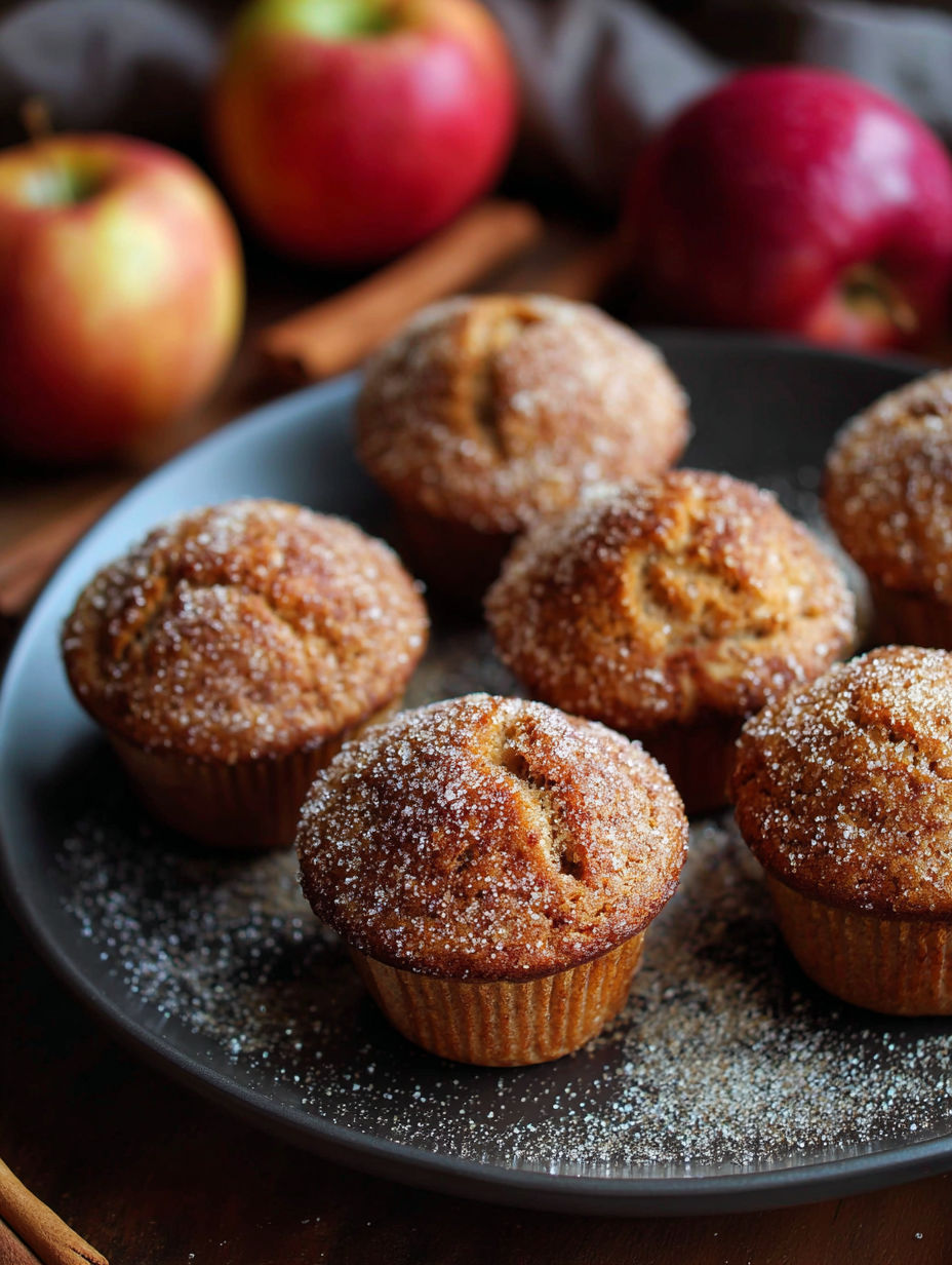 A plate of mini gluten free vegan apple muffins.