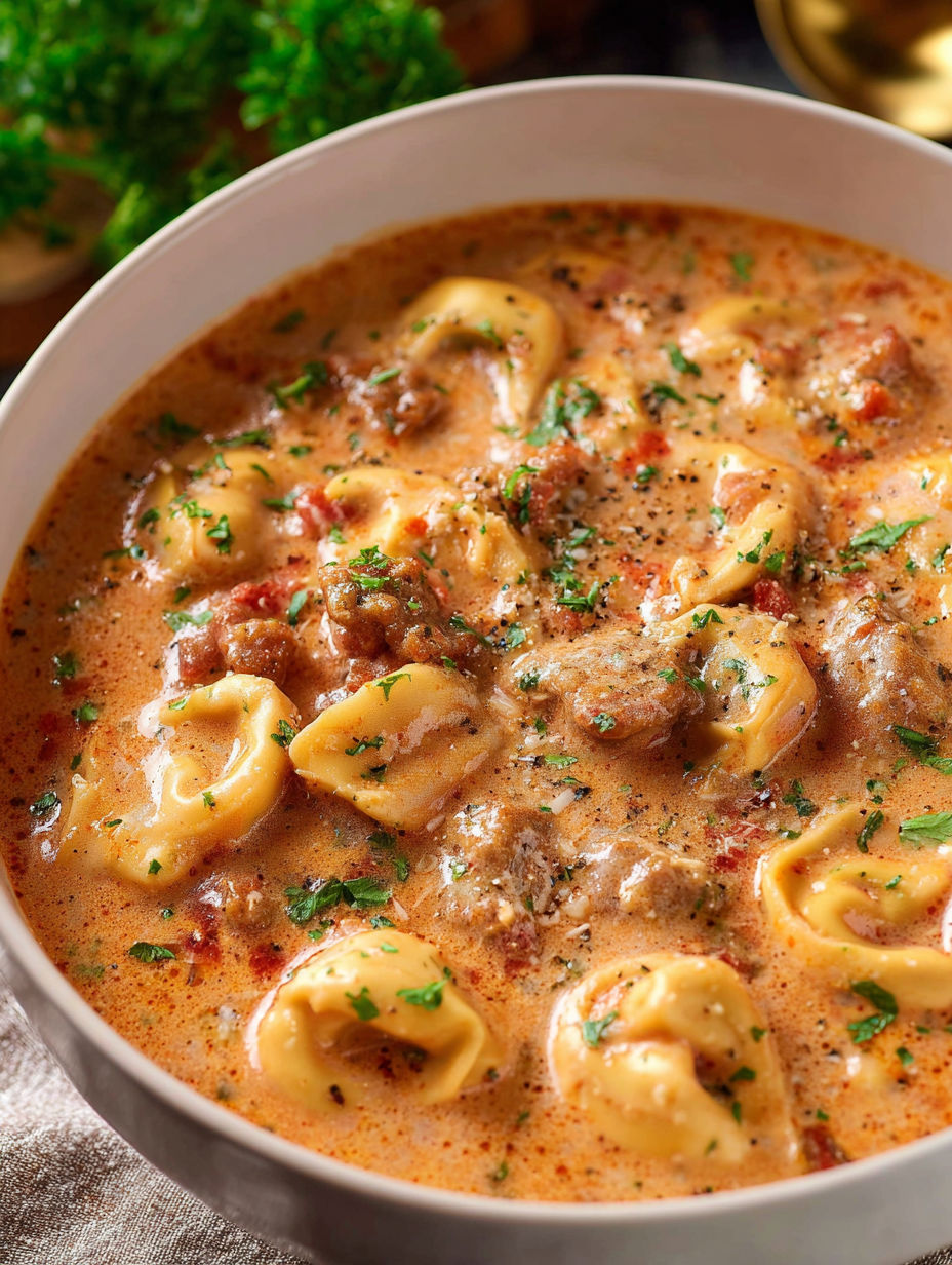 A bowl of soup with meatballs and pasta.