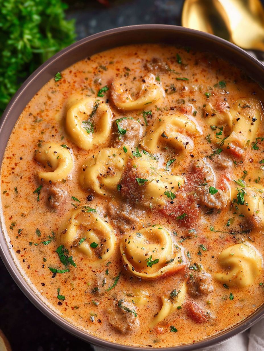 A close up of a Dutch oven filled with meat and pasta.