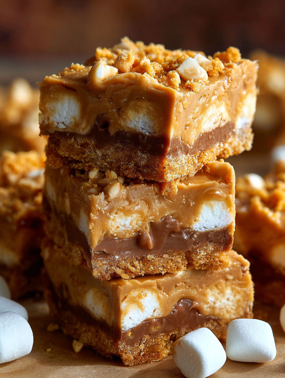A stack of peanut butter mallow bars.
