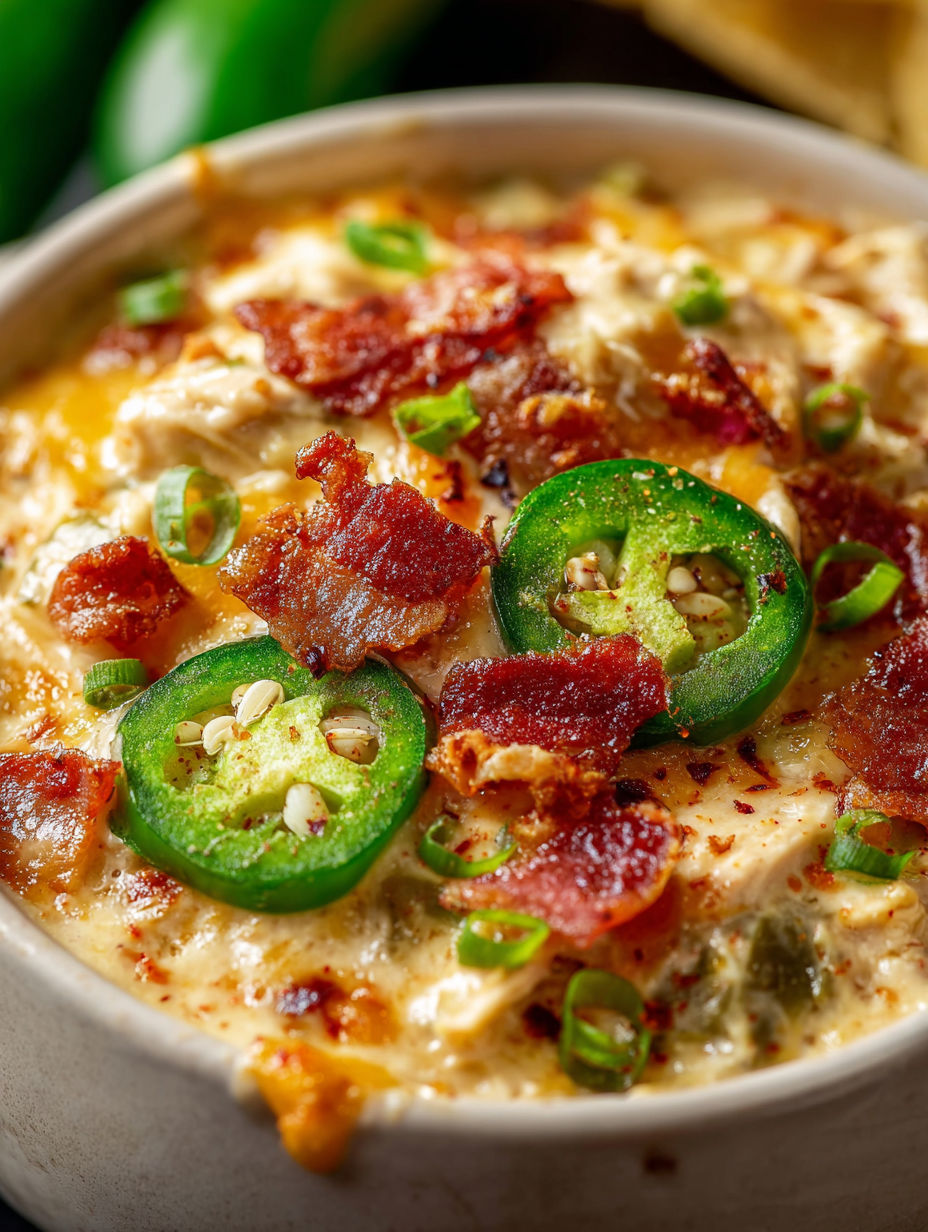 A bowl of chicken jalapeño popper chili.