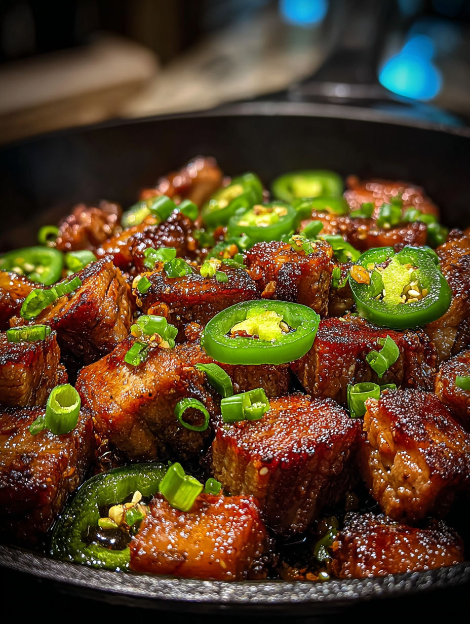 A close up of a delicious looking Sweet Jalapeno Pork.
