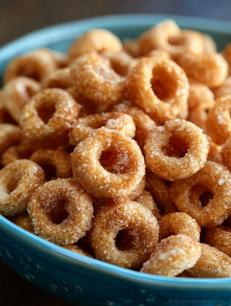 A bowl of mini doughnuts with sugar on top.