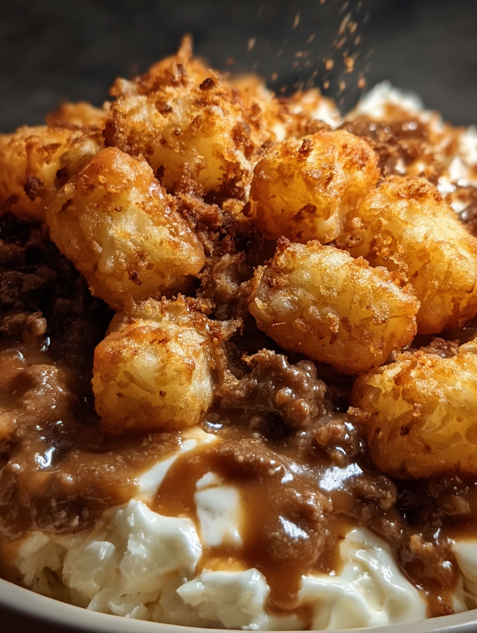 A plate of cheesy tater tots.