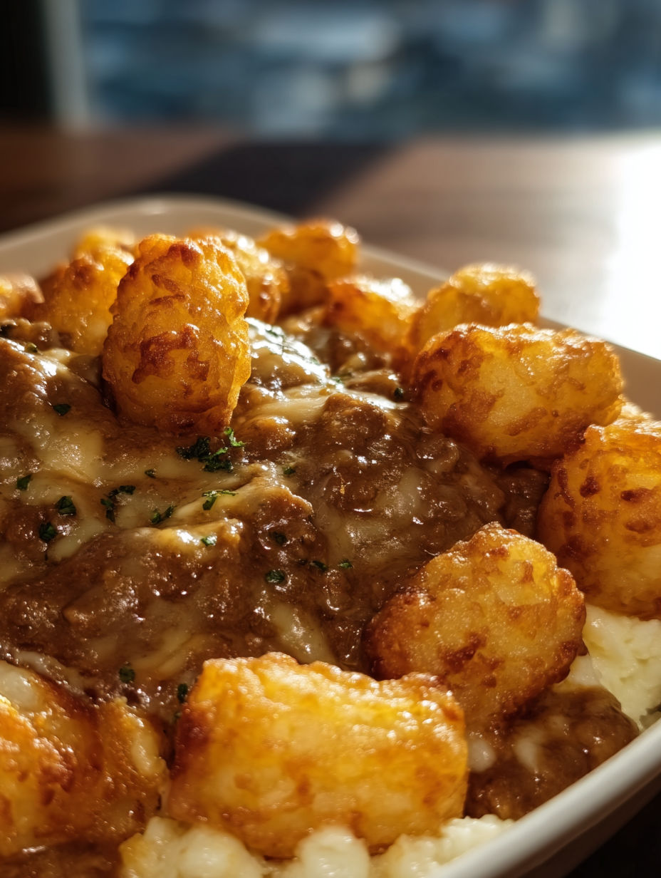 A plate of cheesy tater tots.