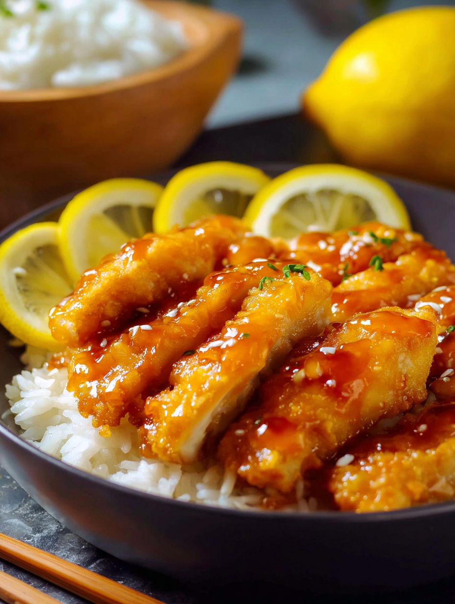 A plate of Chinese Lemon Chicken.