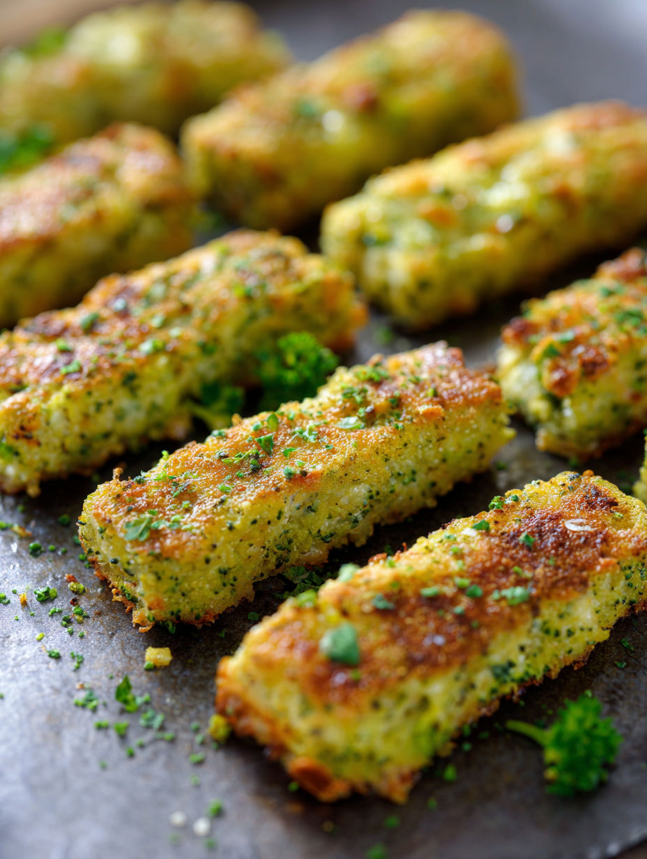 A plate of kid friendly broccoli cheese sticks.