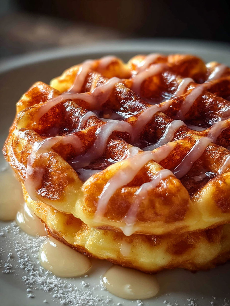 A low carb donut chaffle with icing.