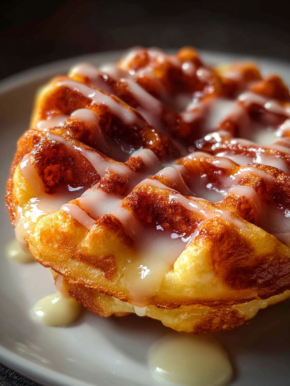A low carb donut chaffle with icing.