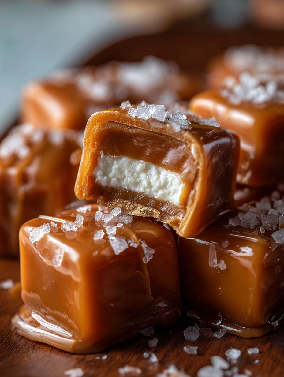 A close up of a delicious caramel.