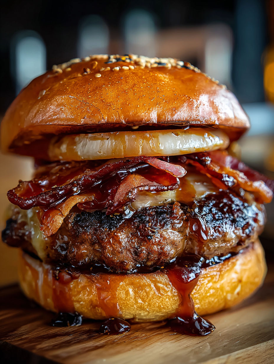 A Maple Bourbon BBQ Bacon Burger.