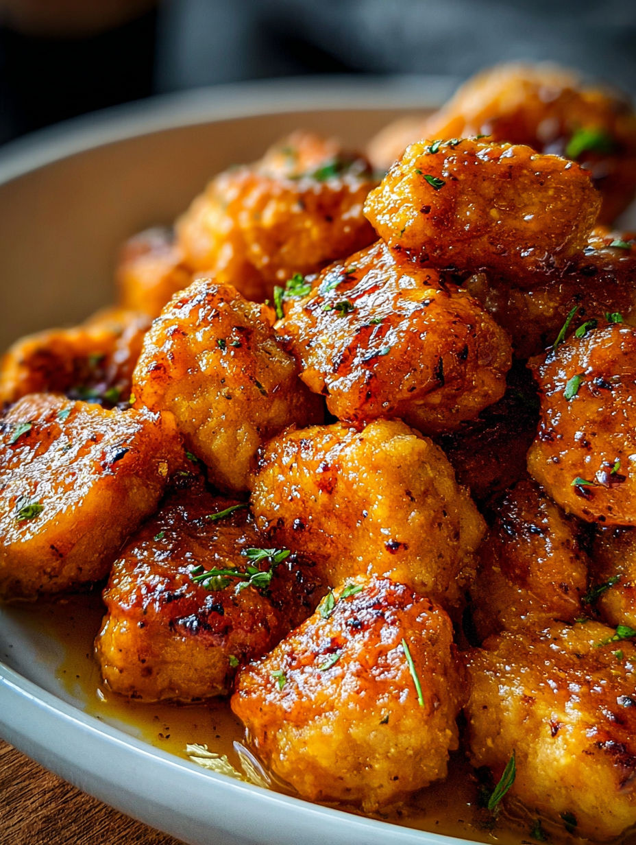 A plate of Cowboy Butter Chicken Bites.