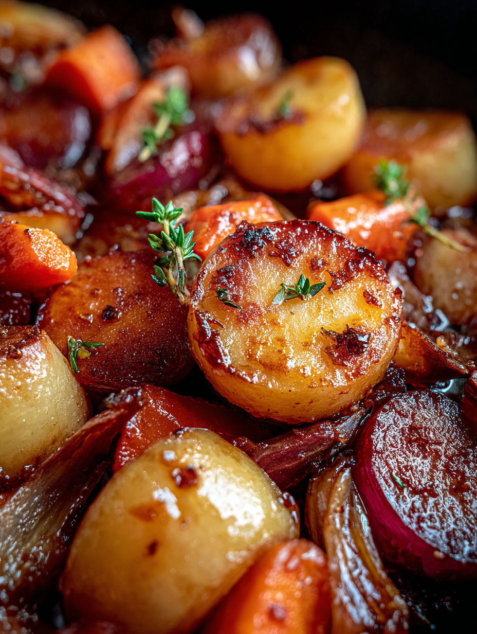 Maple Dijon Roasted Apples & Carrots.