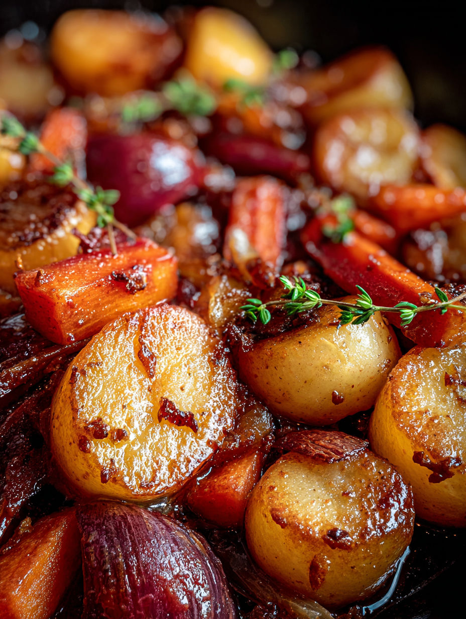 Maple Dijon Roasted Apples & Carrots.