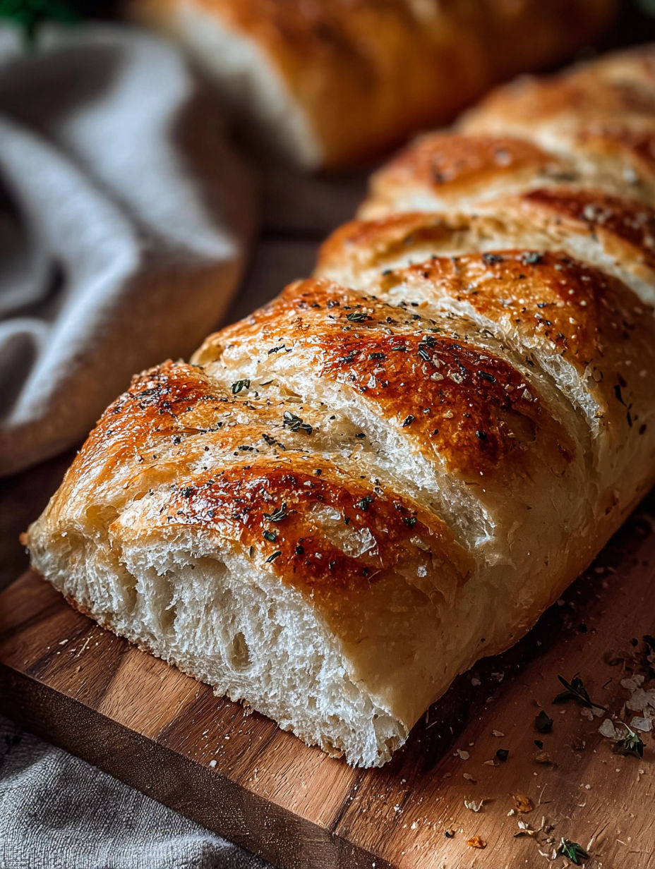 A loaf of crusty Italian bread.