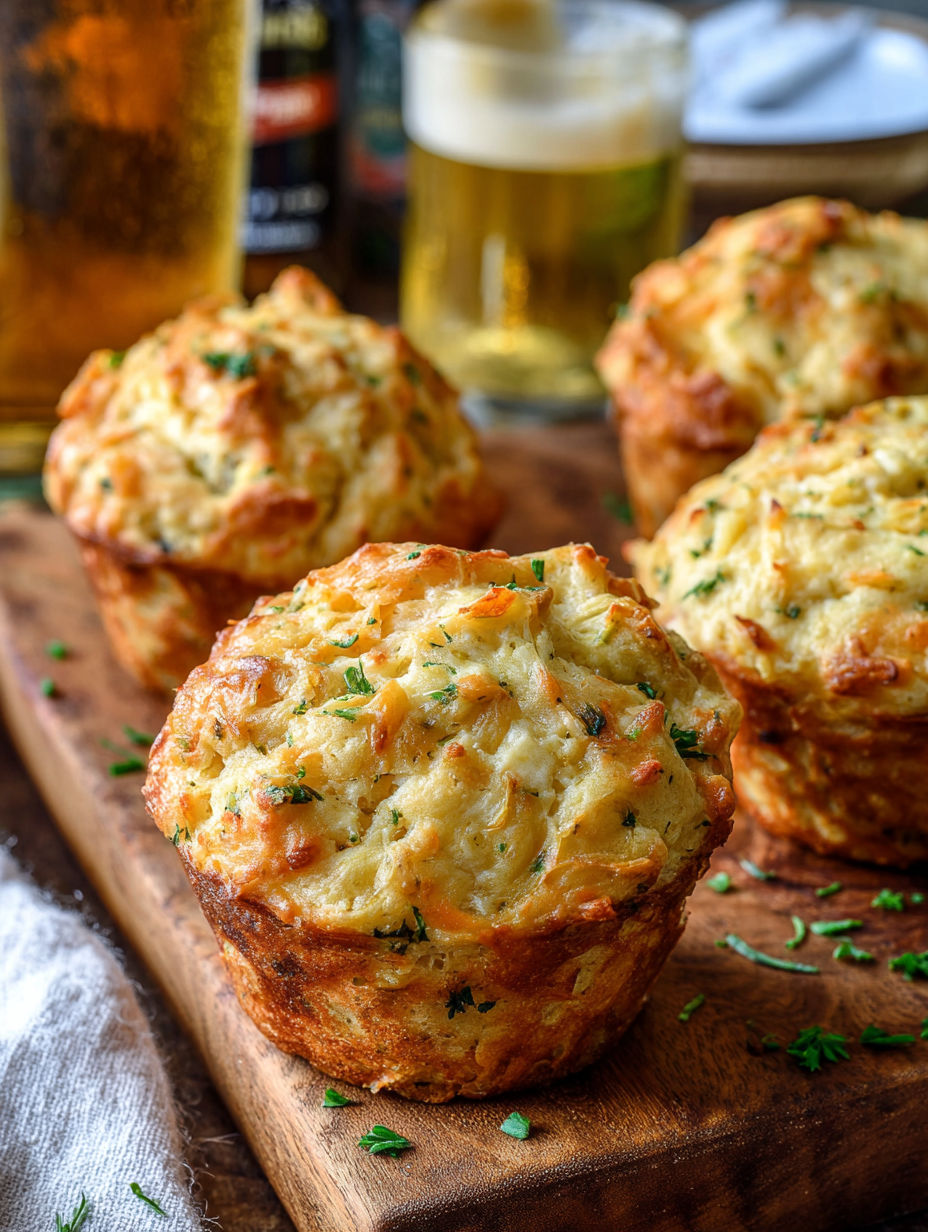 A plate of beer cheese muffins.