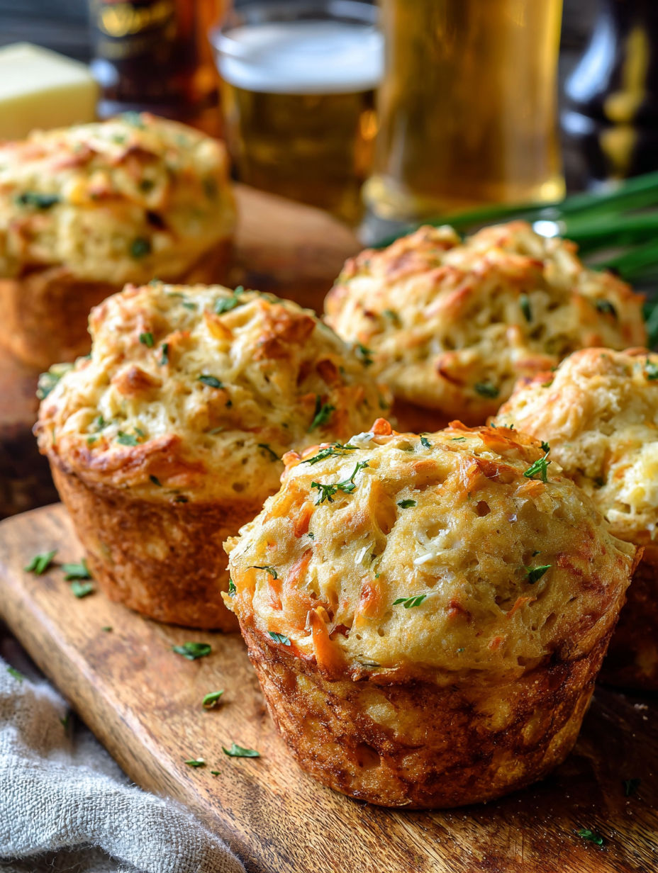 A tray of beer cheese muffins.