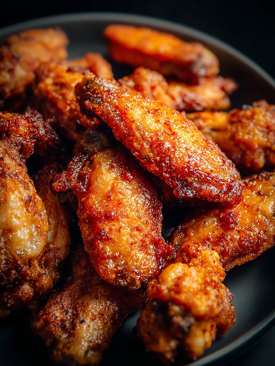 A plate of crispy air fryer Chinese chicken wings.