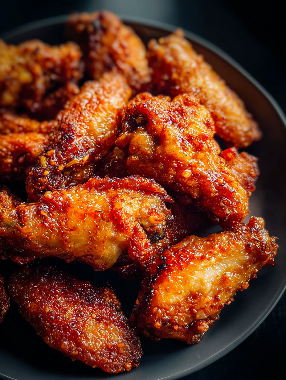 A plate of crispy air fryer chinese chicken wings.