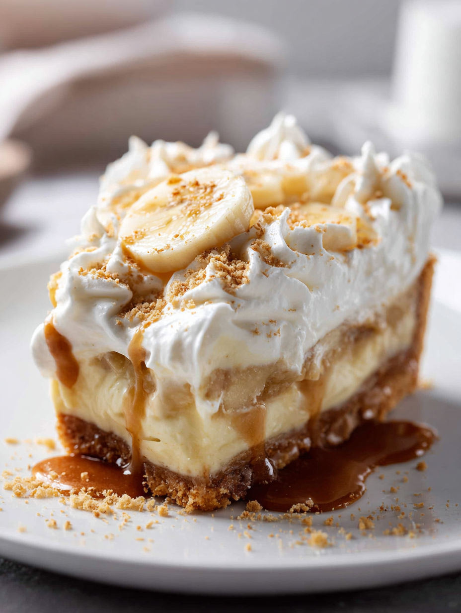 A slice of banana cream pie.