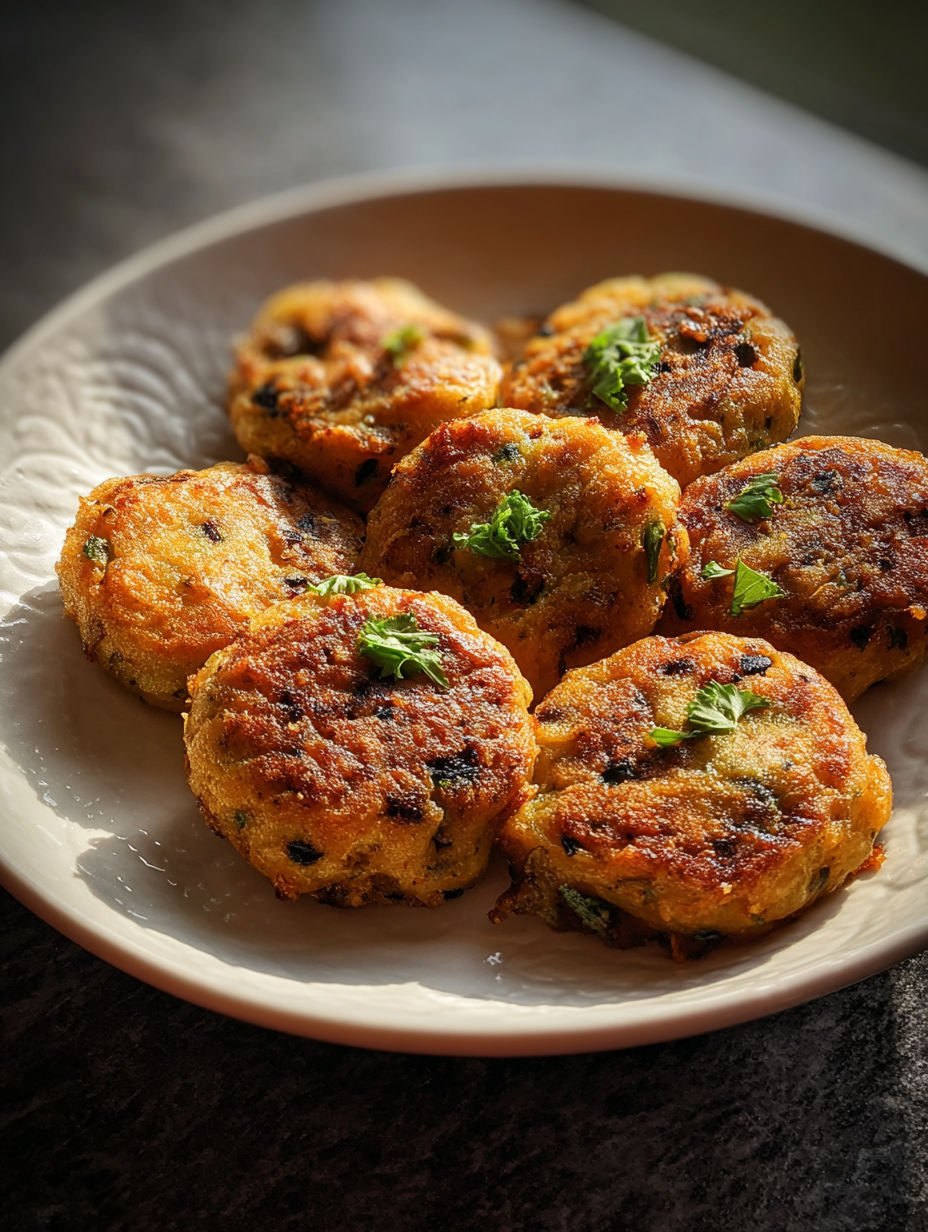 A plate of baked aloo tikki.