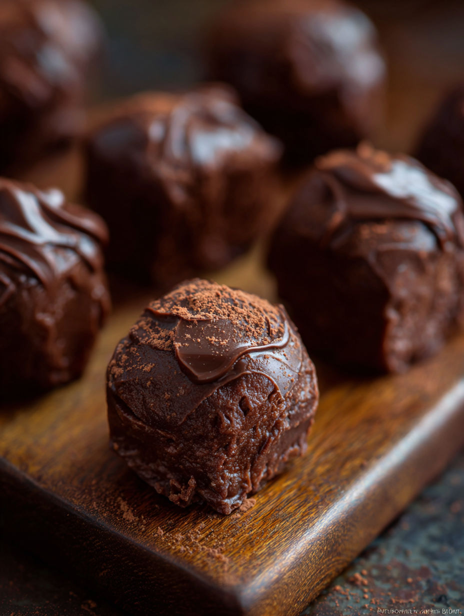 A plate of chocolate desserts.