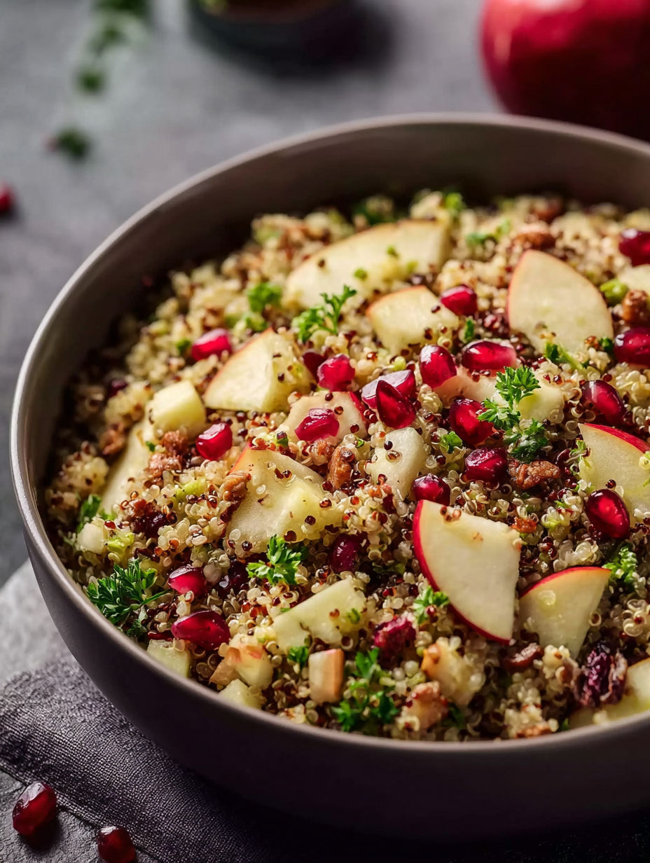 A bowl of quinoa apple salad.