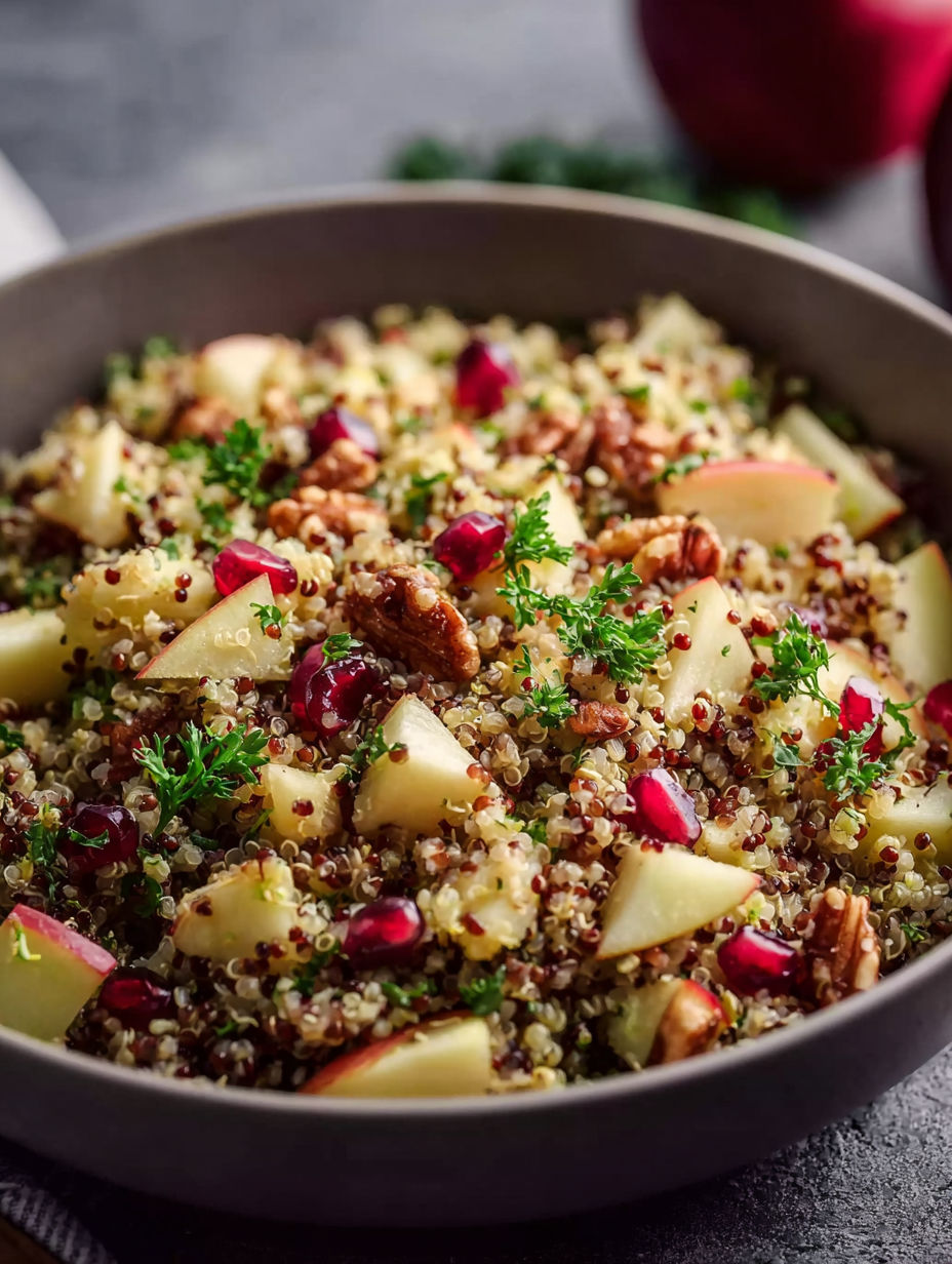 A bowl of quinoa apple salad.