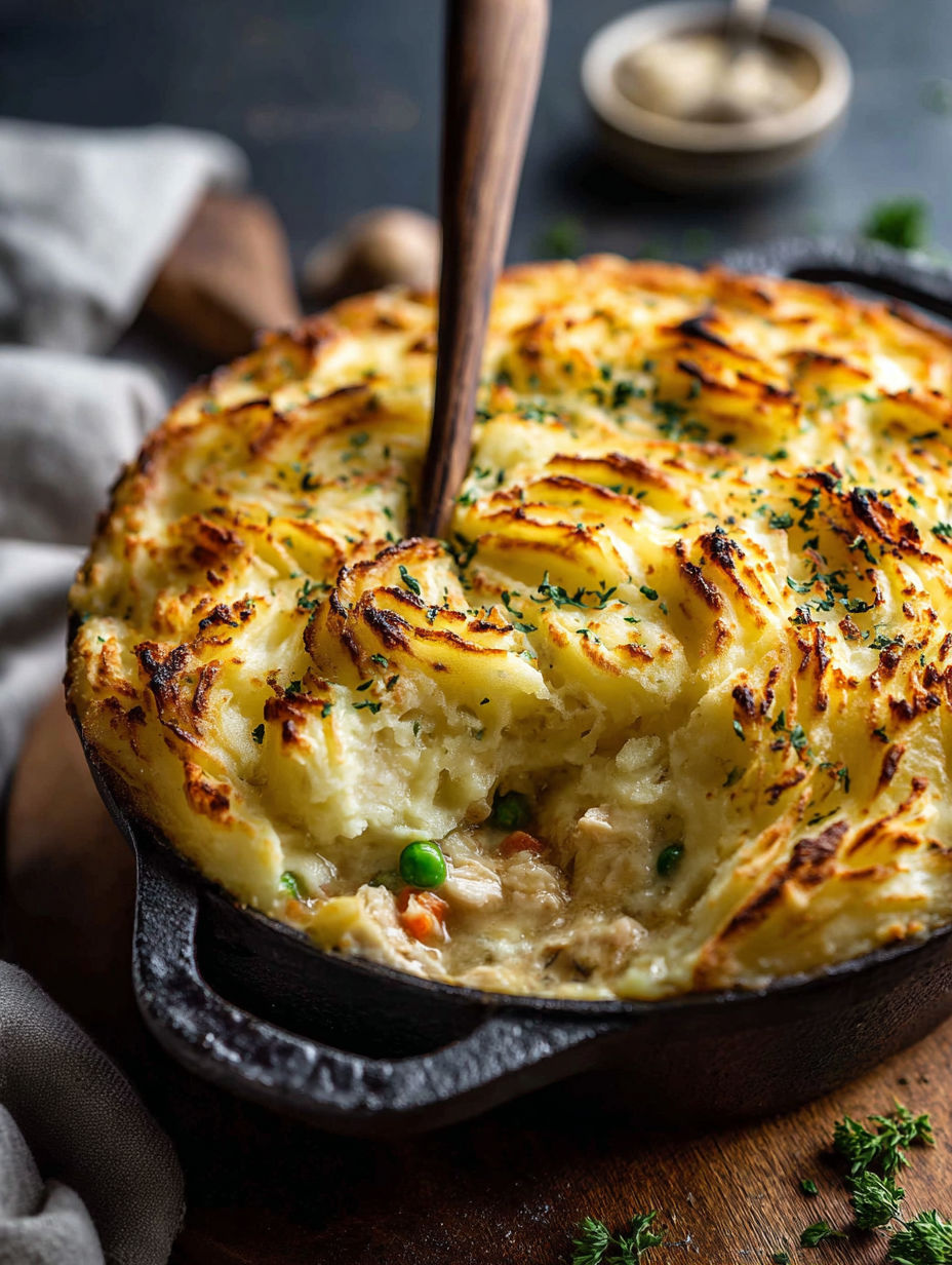 A delicious chicken shepherd's pie.
