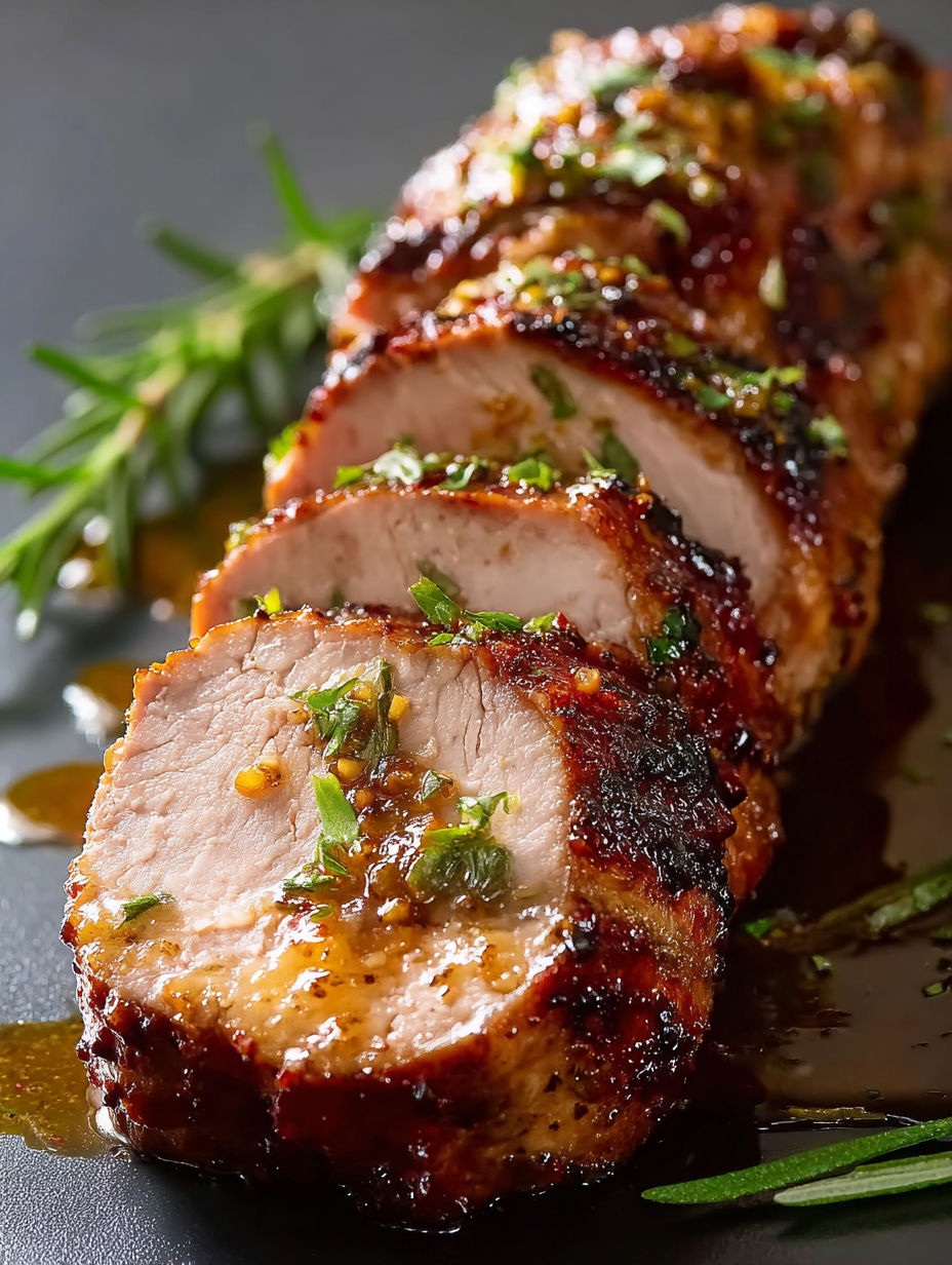 A glazed maple mustard pork tenderloin.